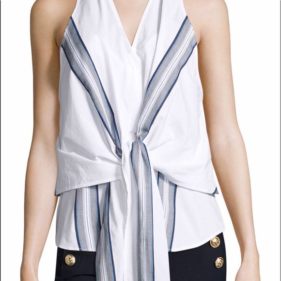 Derek Lam 10 Crosby Sleeveless Poplin Wrap Top - Picture 1 of 8
